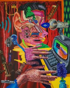 Acousmatic Magic, acrylic and ink on canvas, 94 x 75 cm