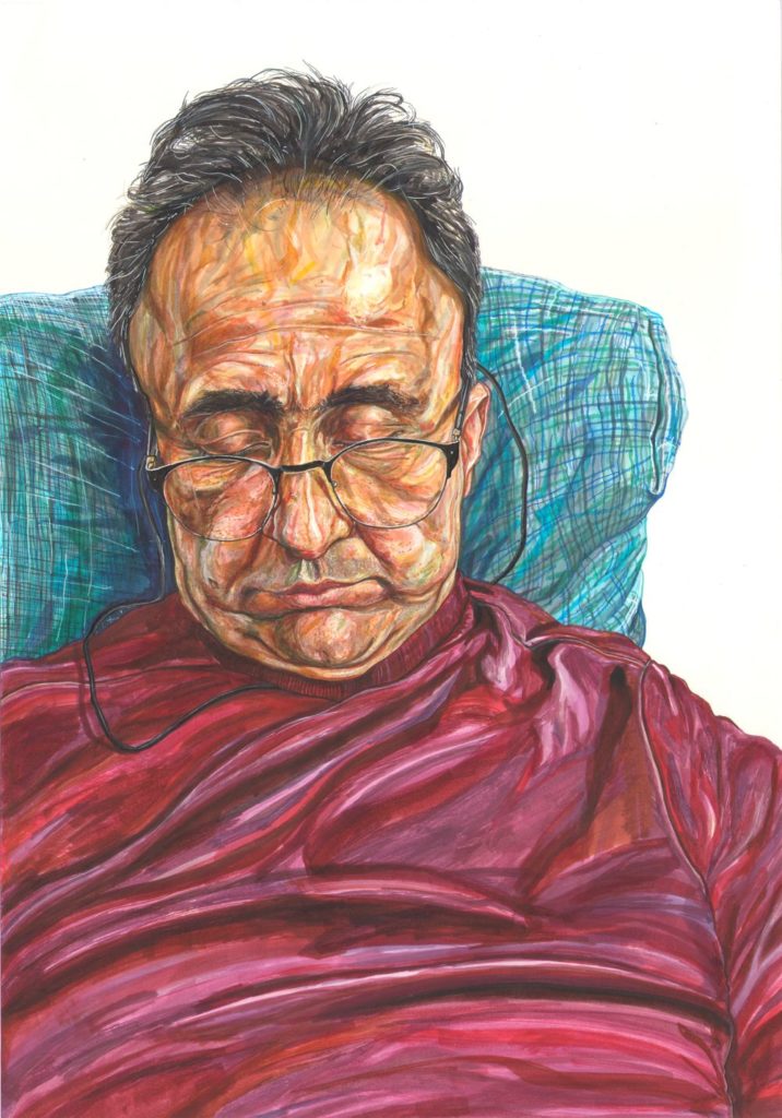 Masoud, marker and pen on paper, 41.5 x 28.5 cm