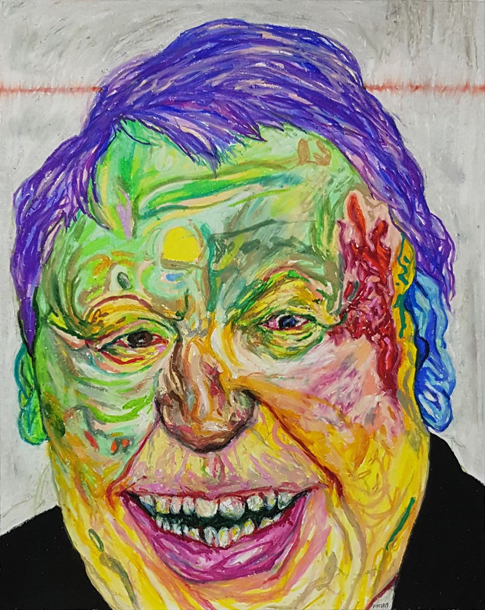 Portrait Found on Internet, oil pastel on paper, 40 x 50 cm
