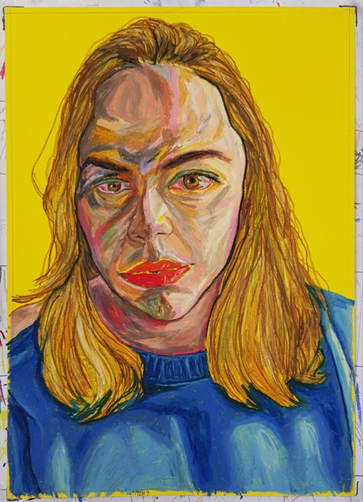 Untitled, oil pastel on paperboard, 70 x 50 cm