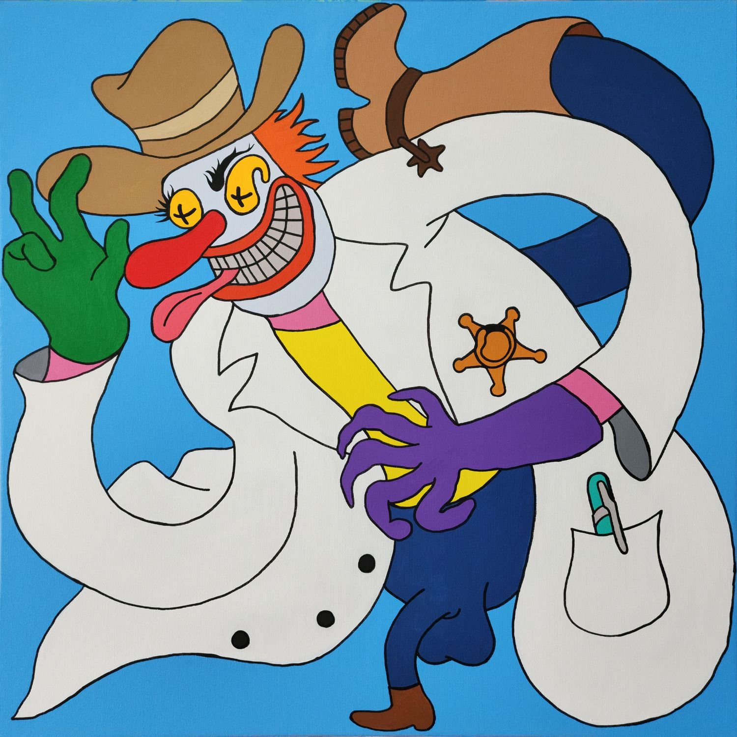 Prof. Clownboy, acrylic on canvas, 60 x 60 cm